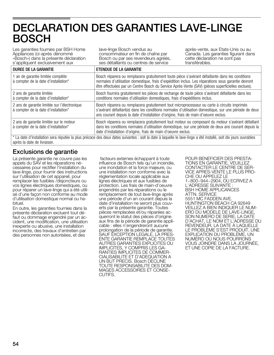 Bosch Appliances WFMC4301UC installation instructions 