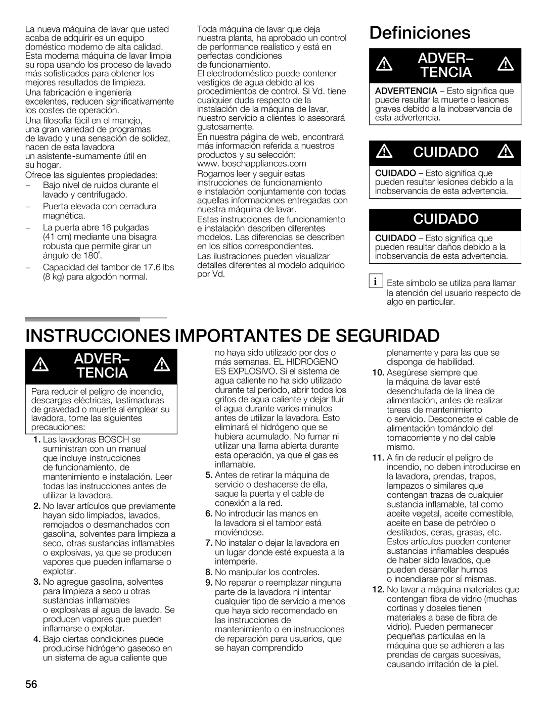 Bosch Appliances WFMC4301UC installation instructions 