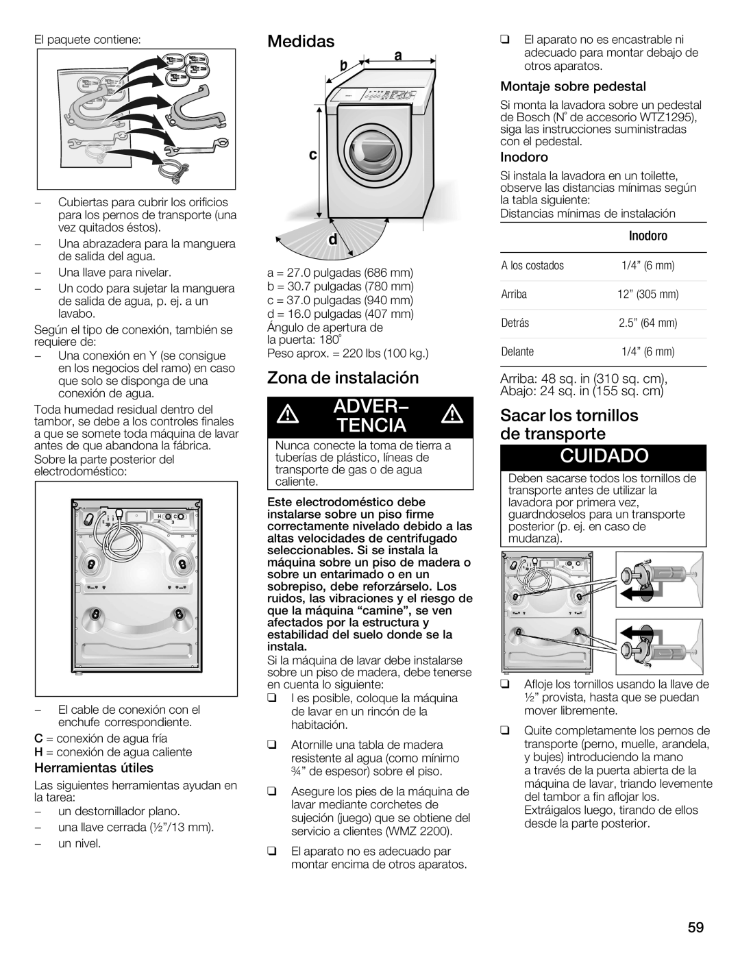 Bosch Appliances WFMC4301UC installation instructions 