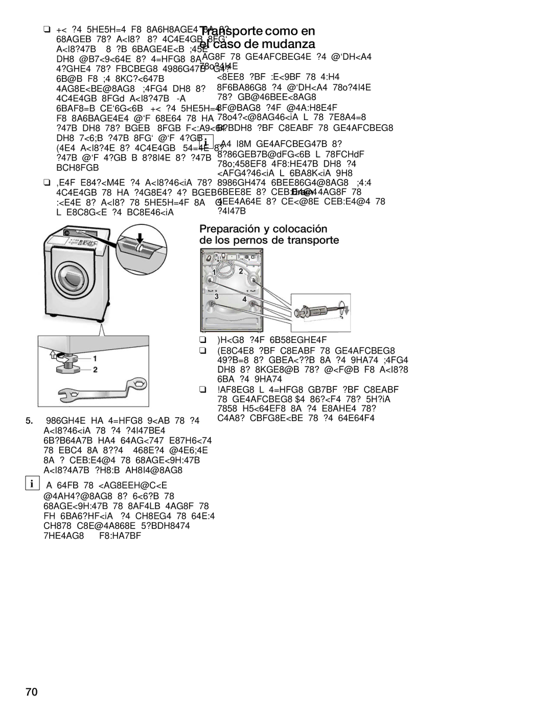 Bosch Appliances WFMC8400UC manual Como, Elcaso Mudanza, Preparación y colocación delos pernos de transporte 