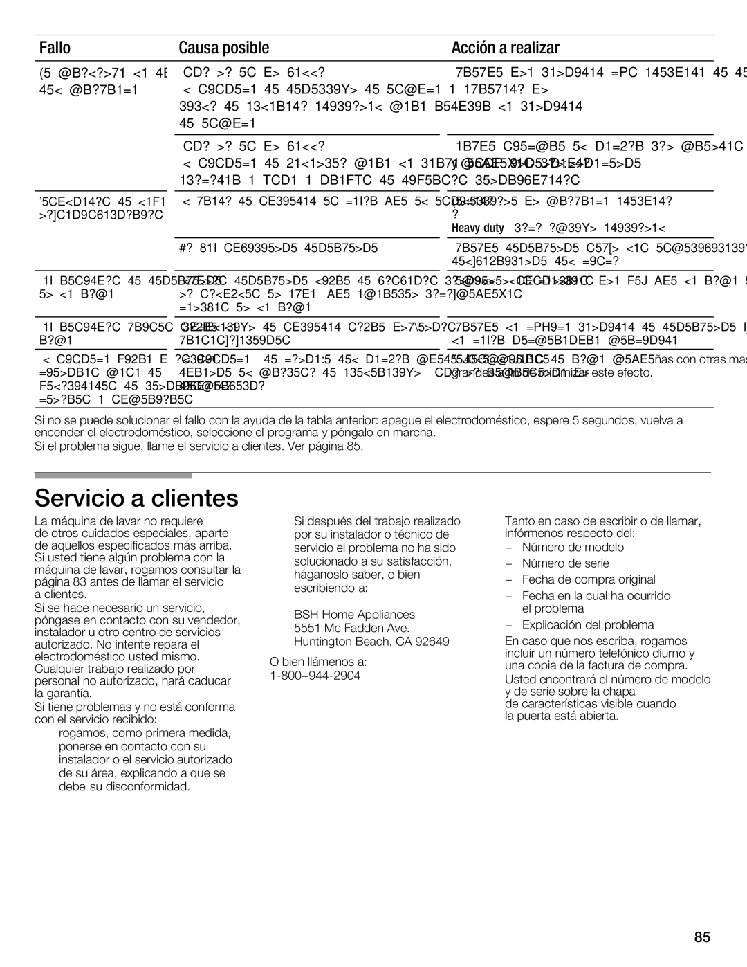 Bosch Appliances WFMC8400UC manual Servicio Clientes, Posible 