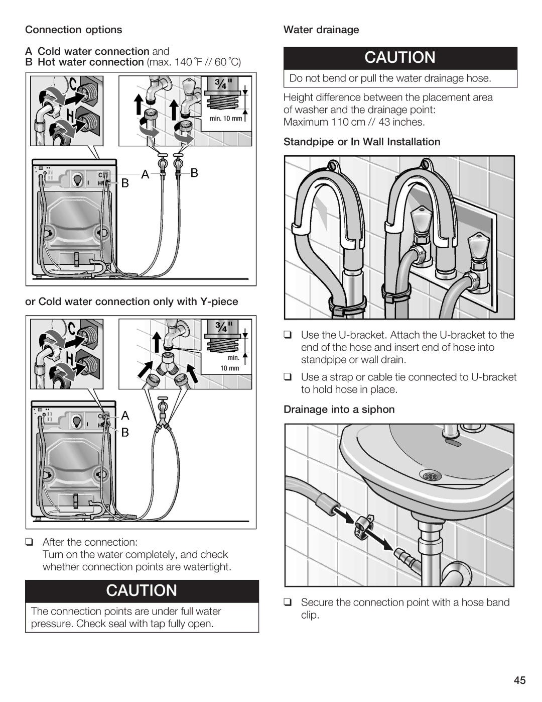 Bosch Appliances WFR 2450, WFR 2460 manual Min 10 mm 