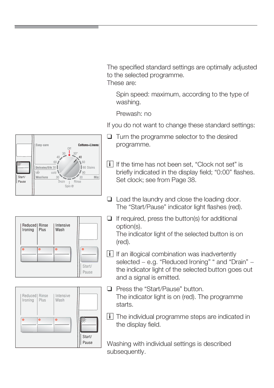 Bosch Appliances WFR 3230 instruction manual Washing with standard settings 