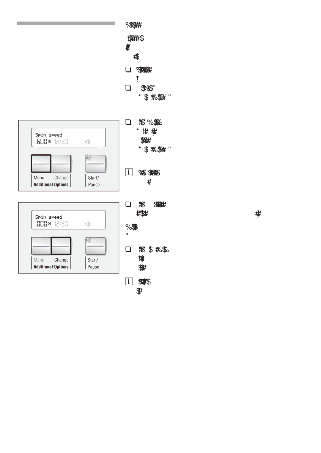 Bosch Appliances WFR 3230 instruction manual Spin speed 