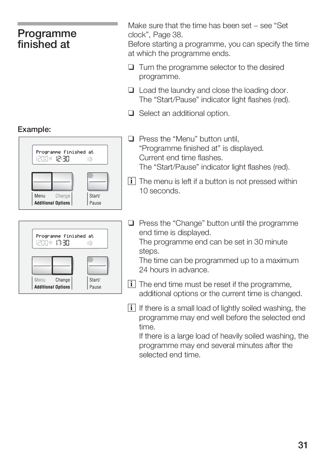 Bosch Appliances WFR 3230 instruction manual Programme finishedat 