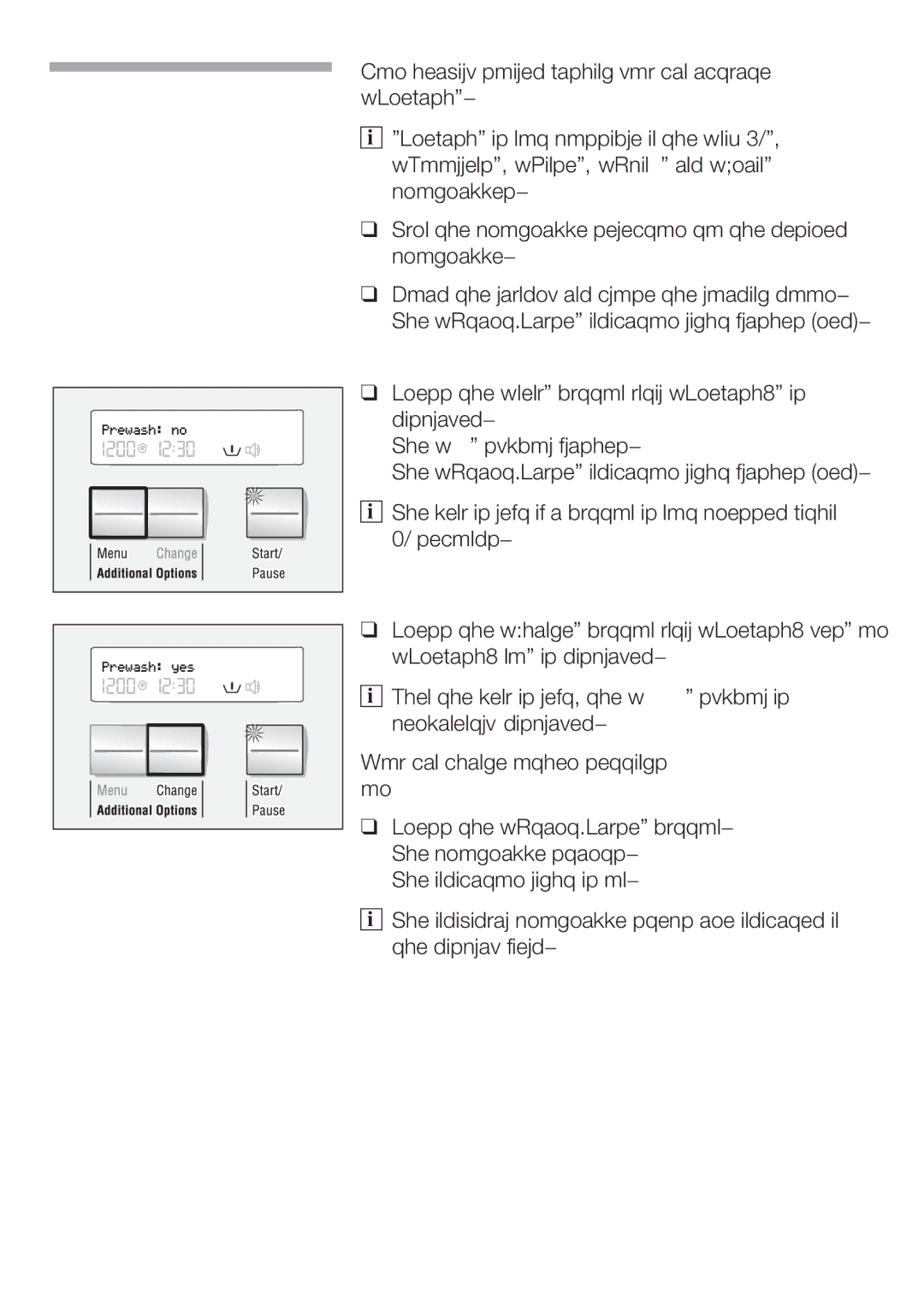 Bosch Appliances WFR 3230 instruction manual Prewash 