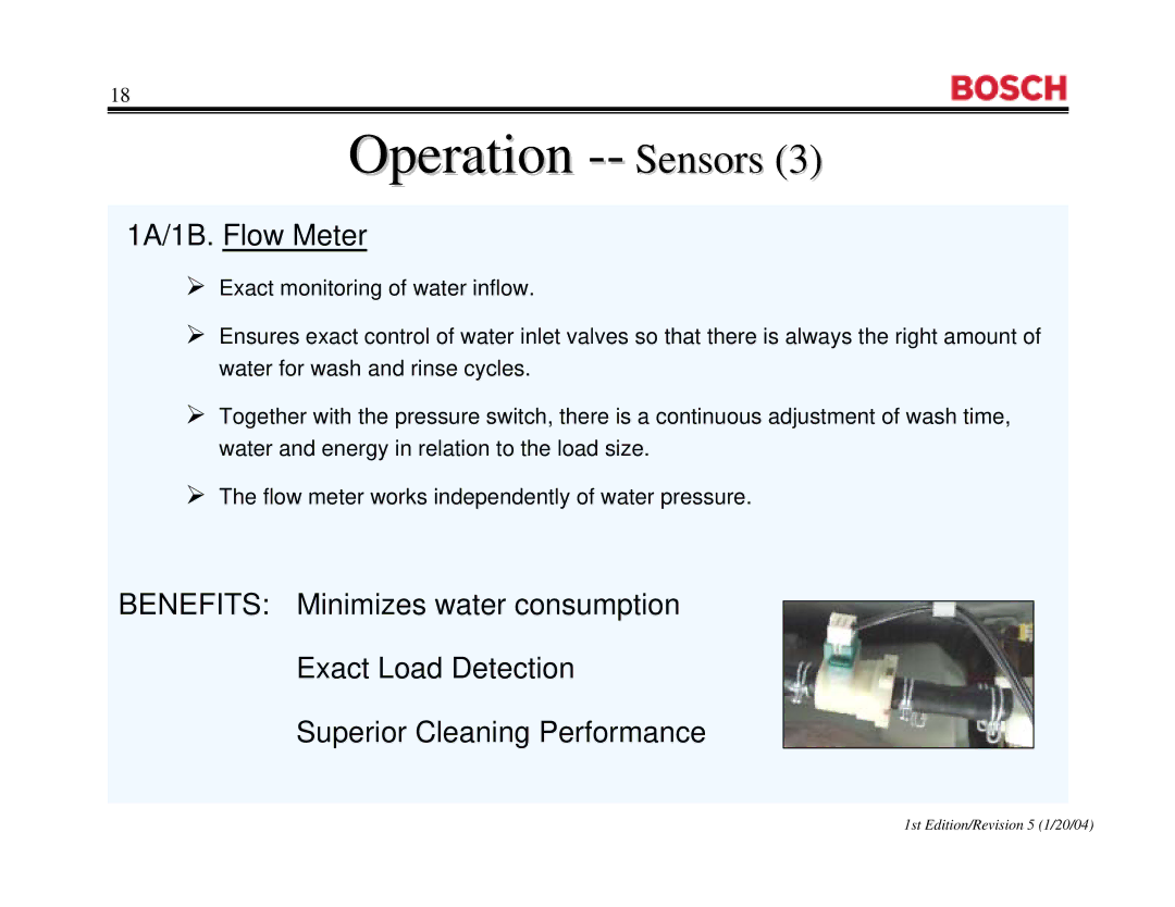 Bosch Appliances WFR2460UC, WFR 2460UC, WFL 2060UC manual 1A/1B. Flow Meter 