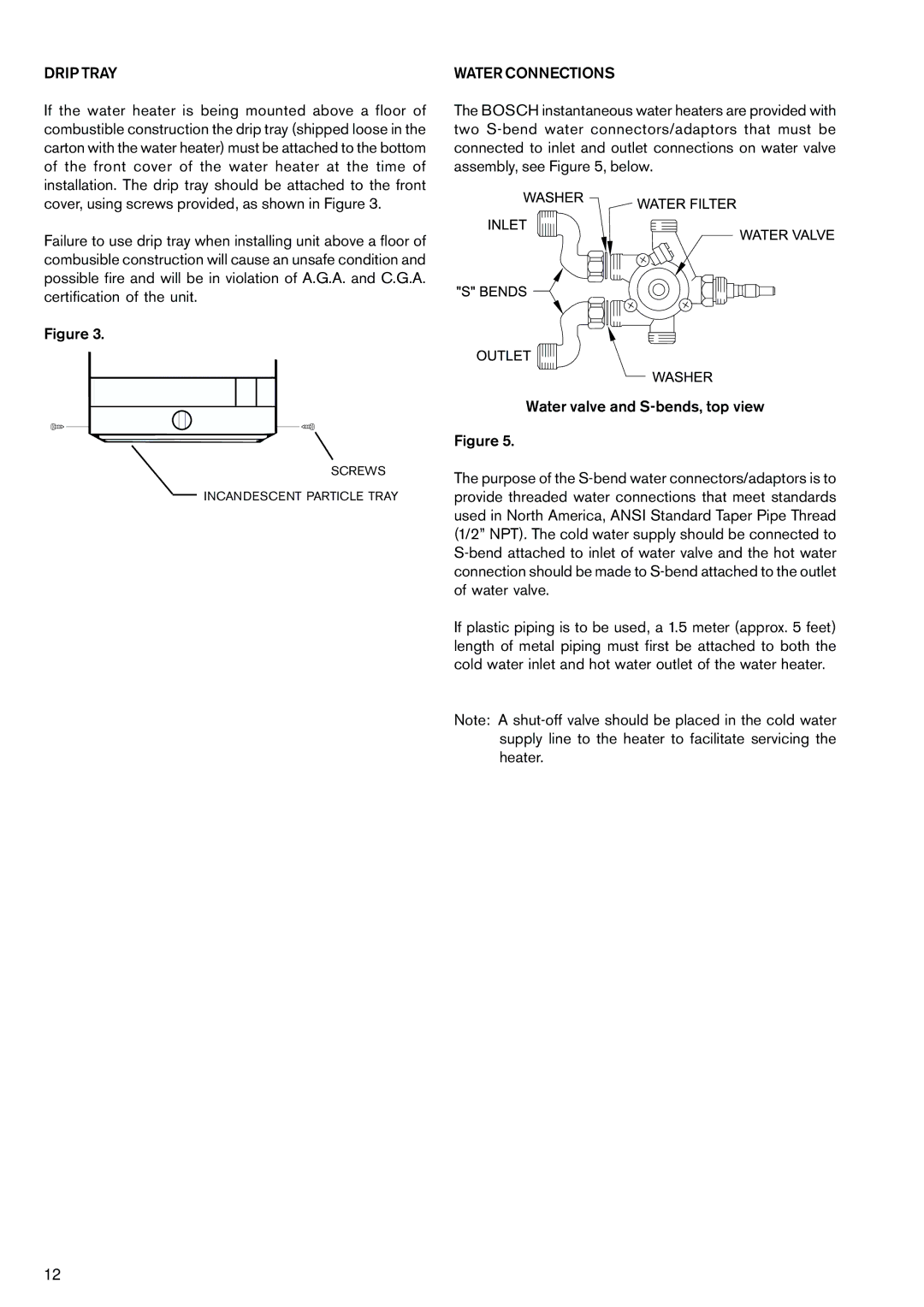 Bosch Appliances WR430-3K manual Drip Tray, Water Connections 