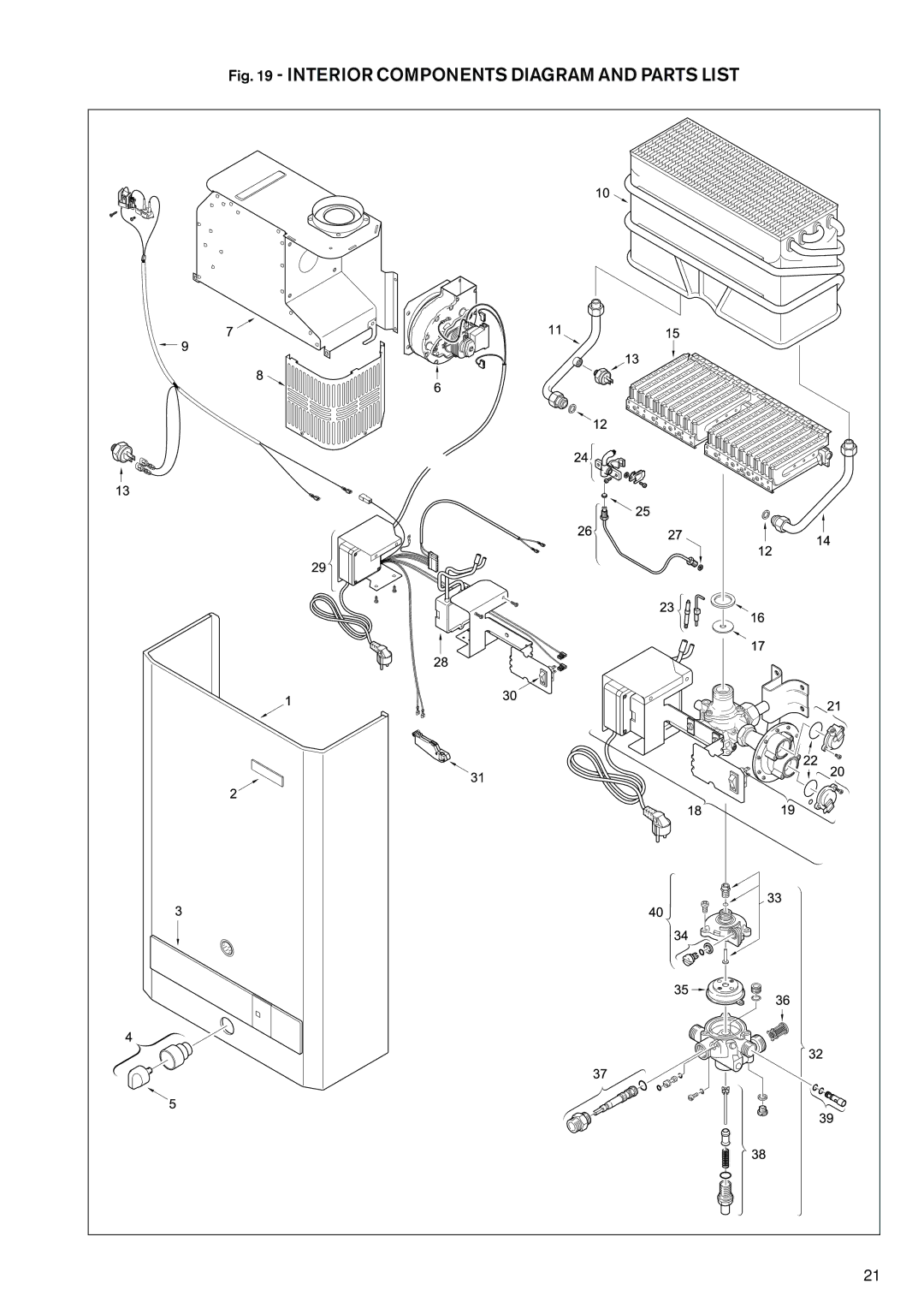 Bosch Appliances WR430-3K manual Interior Components Diagram and Parts List 