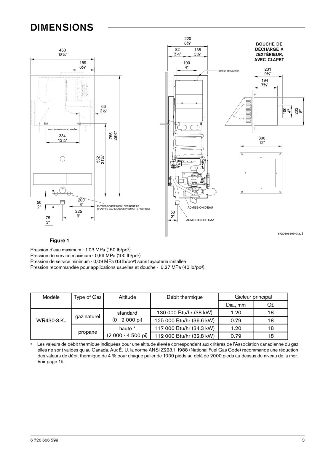 Bosch Appliances WR430-7K manual Dimensions 