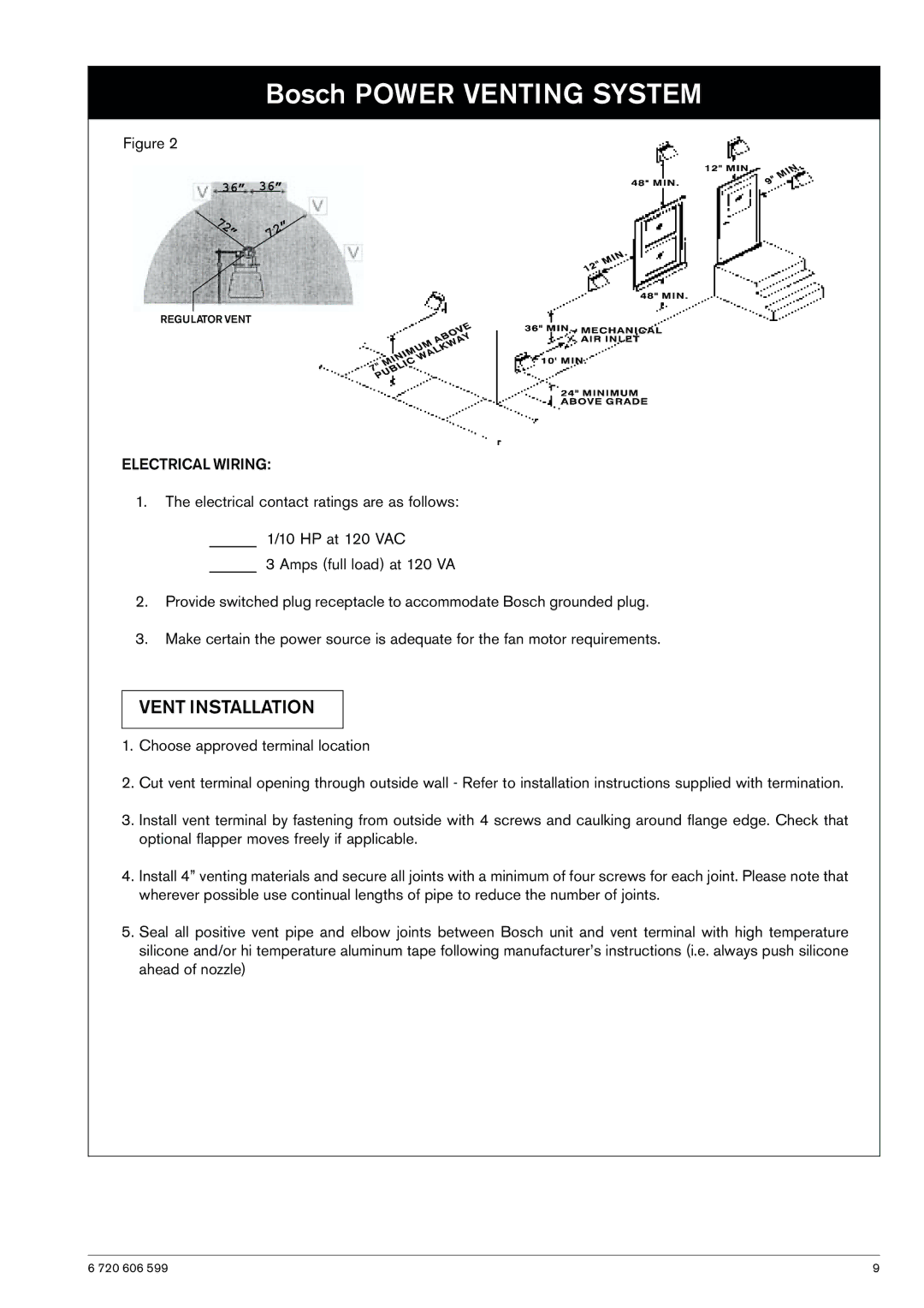 Bosch Appliances WR430-7K manual Vent Installation, Electrical Wiring 