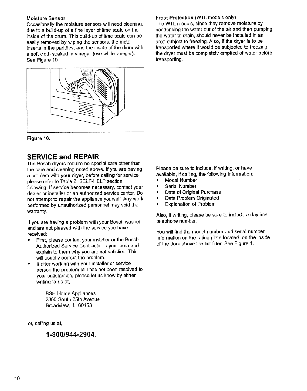 Bosch Appliances Clothes Dryer, WTA 3500, WTL 5400, 86 manual 