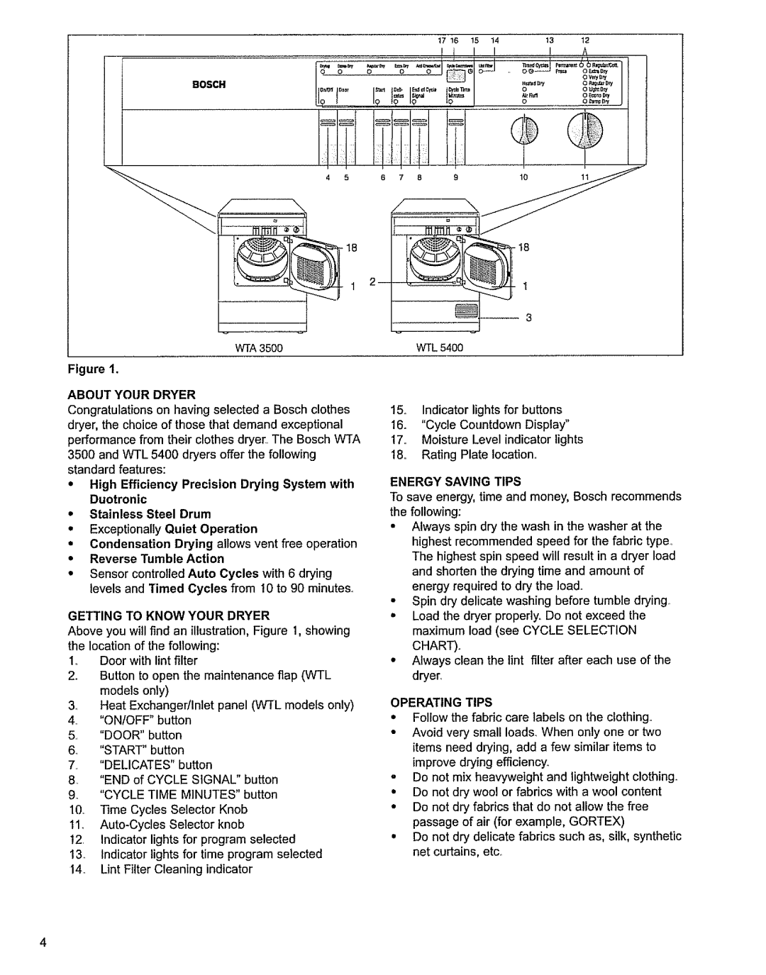 Bosch Appliances WTA 3500, WTL 5400, Clothes Dryer, 86 manual 