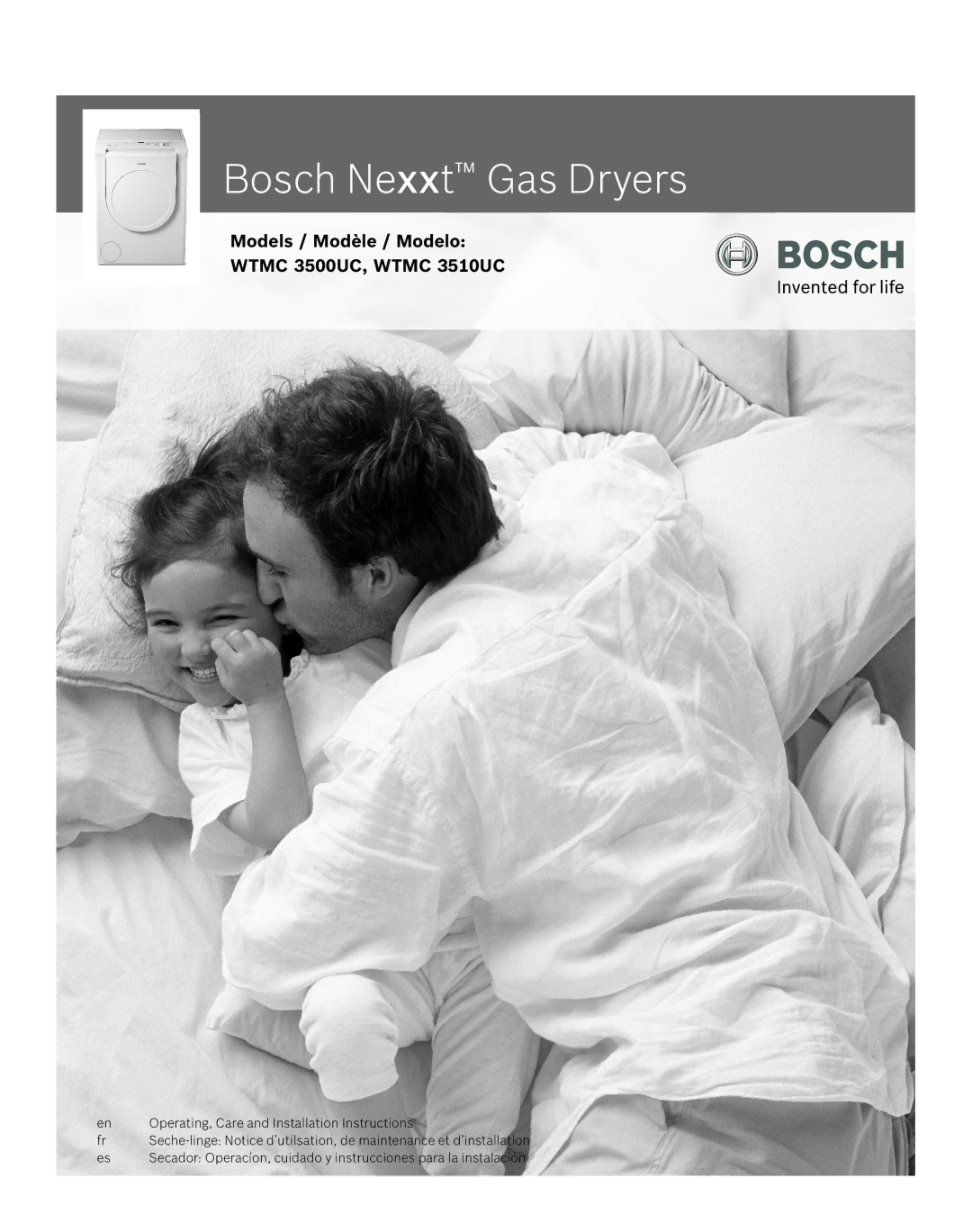 Bosch Appliances WTMC 3500UC, WTMC 3510UC installation instructions Bosch Nexxt Gas Dryers 