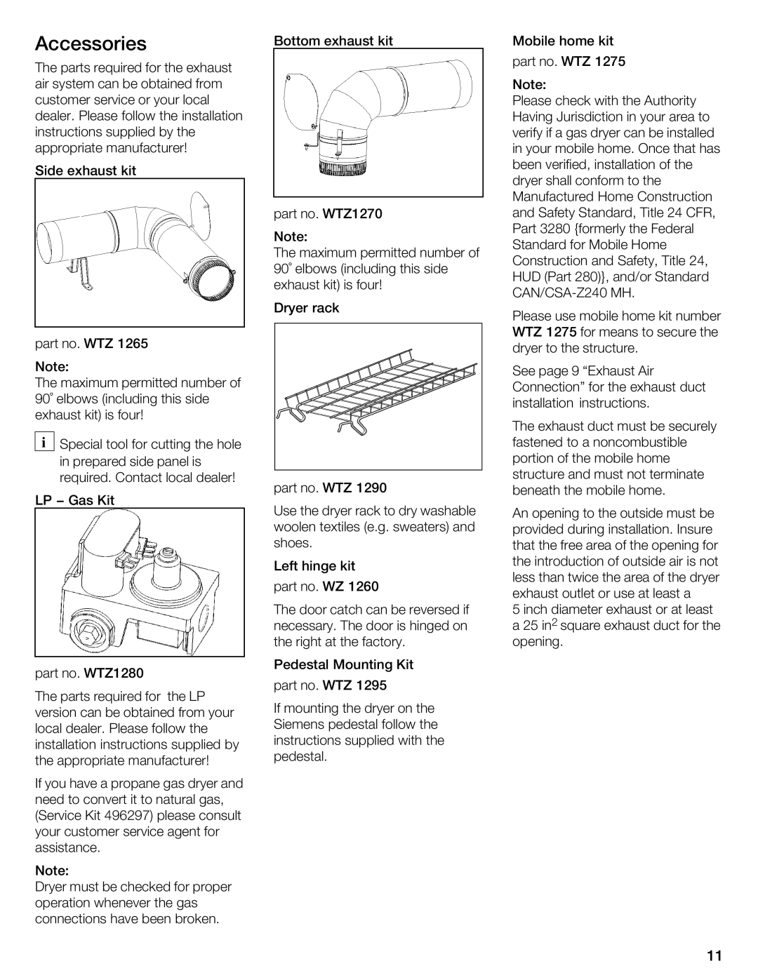 Bosch Appliances WTMC 3500UC, WTMC 3510UC installation instructions Accessories, Hud, Wtz 