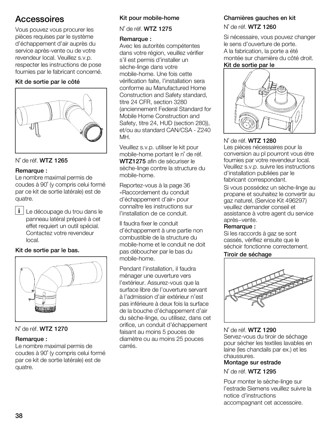 Bosch Appliances WTMC 3510UC, WTMC 3500UC installation instructions Accessoires 