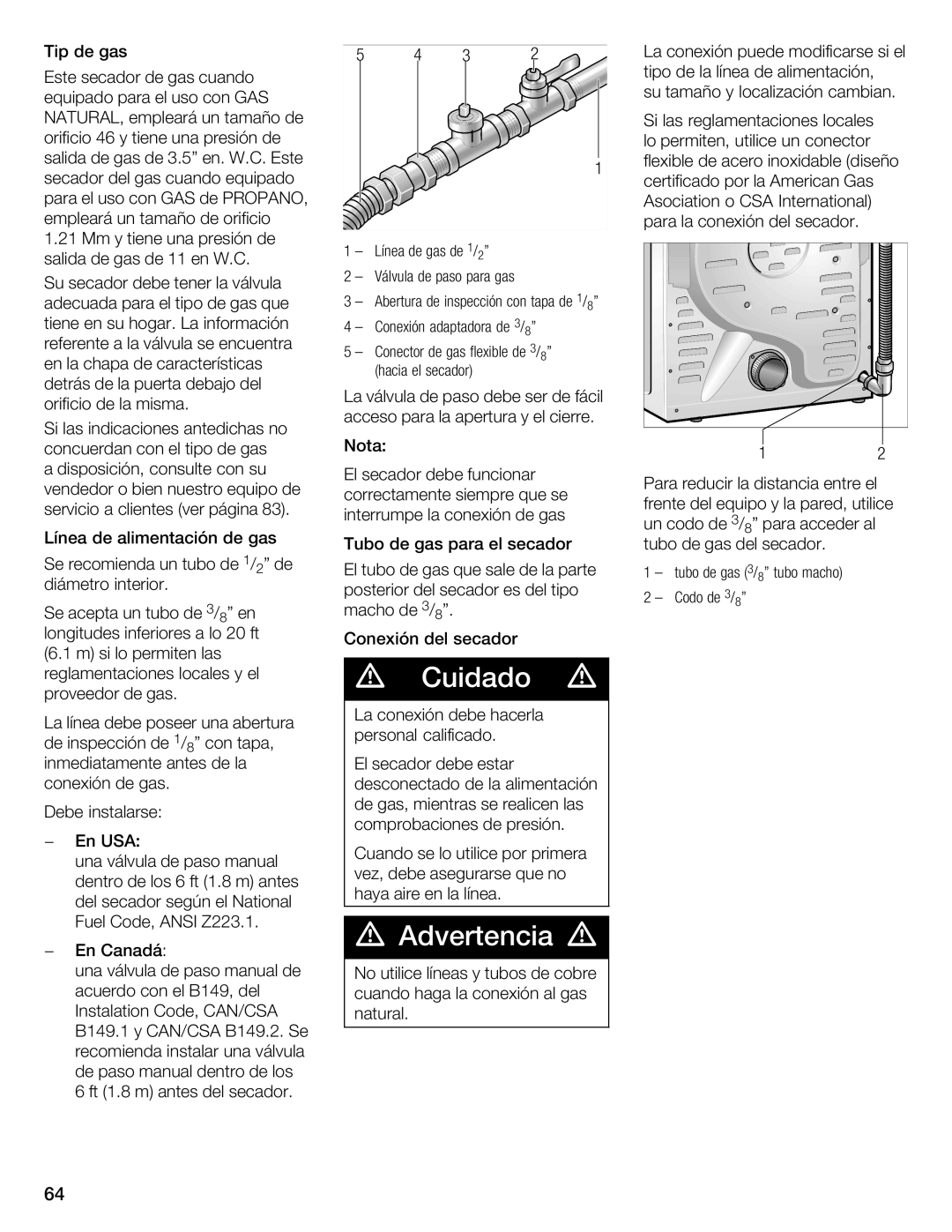 Bosch Appliances WTMC 3510UC, WTMC 3500UC installation instructions Orificio 46 y tiene una presión de 