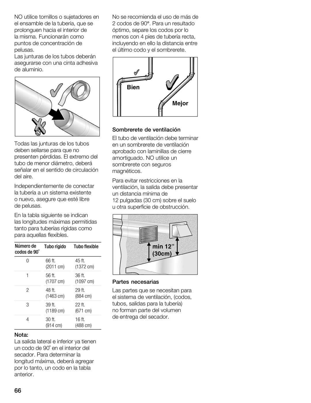 Bosch Appliances WTMC 3510UC, WTMC 3500UC installation instructions Distancia entre 