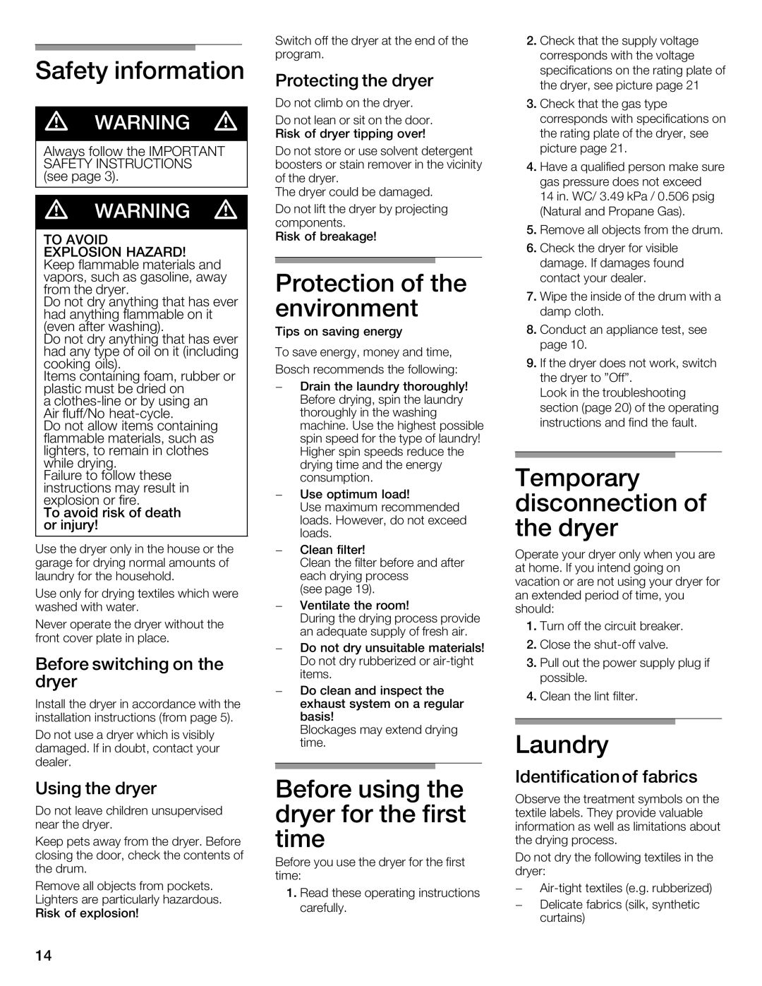 Bosch Appliances WTMC1501UC installation instructions 