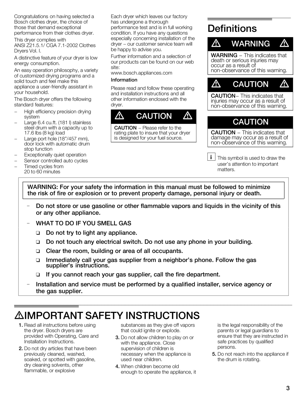 Bosch Appliances WTMC1501UC installation instructions Q q 