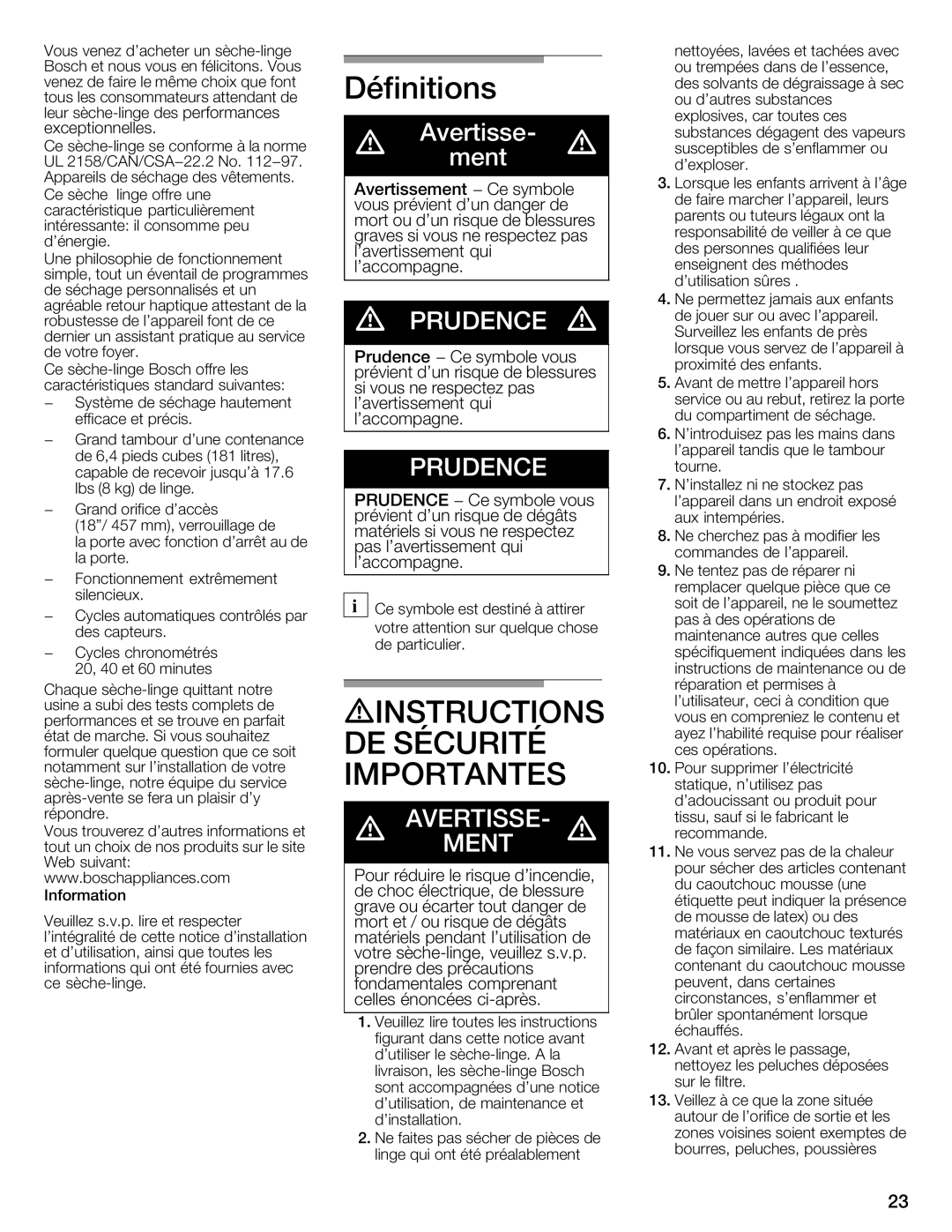 Bosch Appliances WTMC3321CN, WTMC332SCN, WTMC332SUS, WTMC3321US installation instructions 