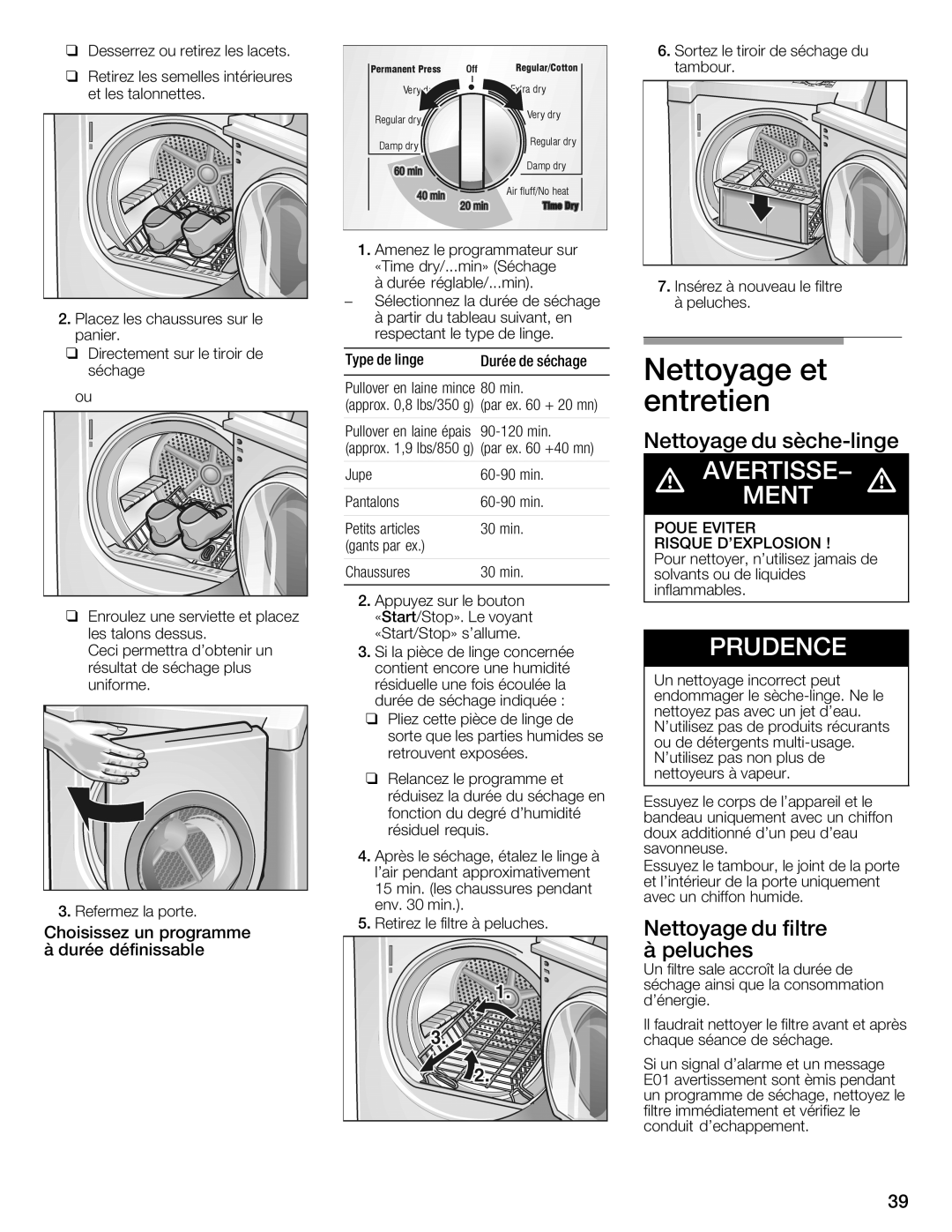 Bosch Appliances WTMC3321CN, WTMC332SCN, WTMC332SUS, WTMC3321US installation instructions Type de linge 