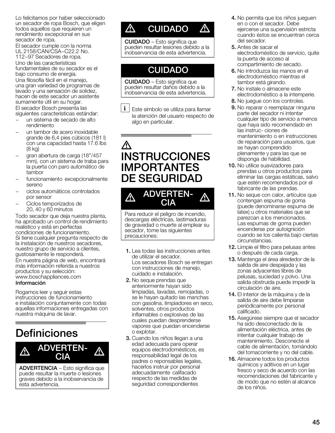 Bosch Appliances WTMC332SUS, WTMC332SCN, WTMC3321US, WTMC3321CN installation instructions 