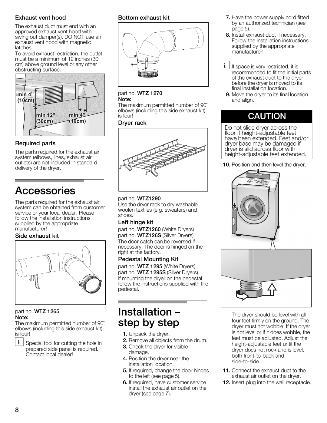 Bosch Appliances WTMC332SCN, WTMC332SUS, WTMC3321US, WTMC3321CN installation instructions 