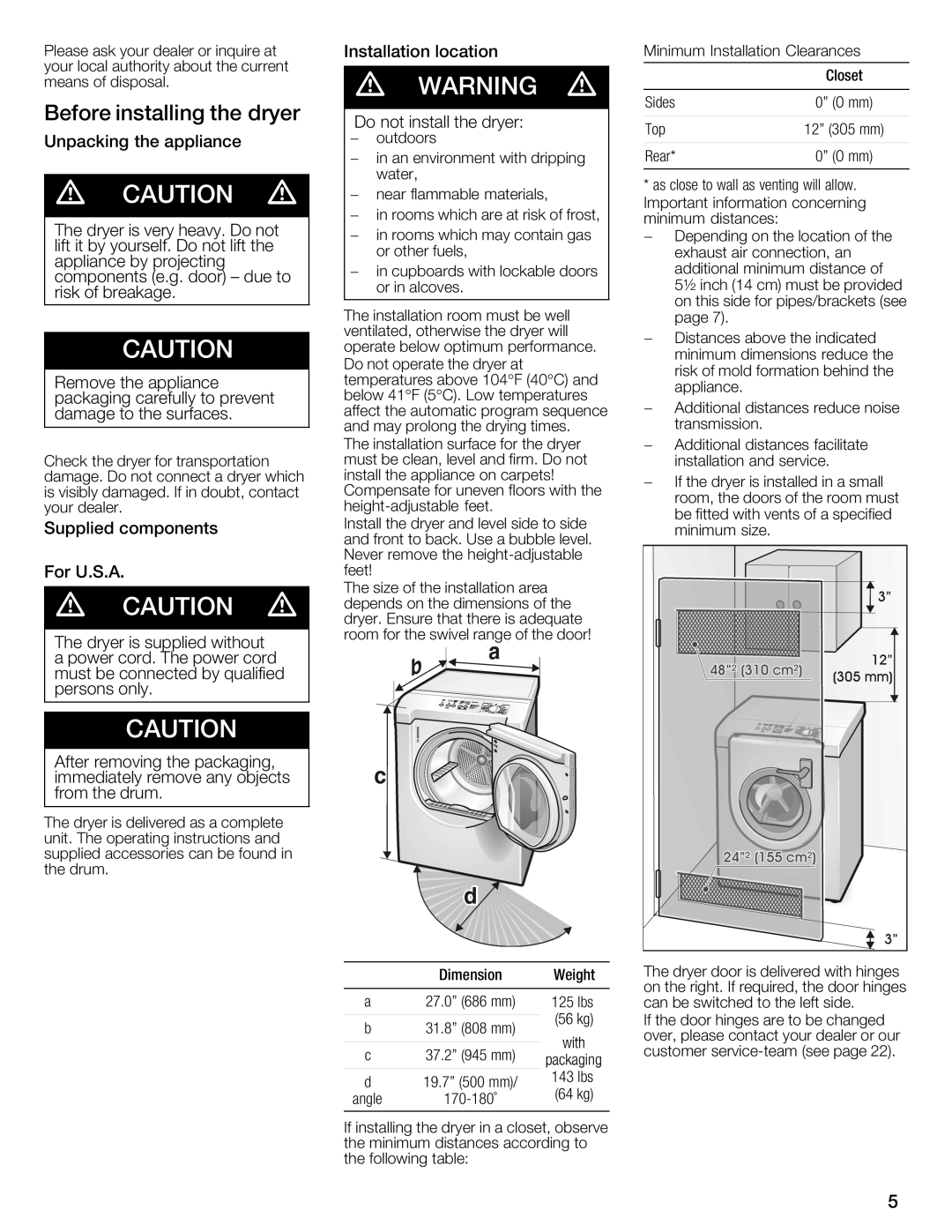 Bosch Appliances WTMC6321CN, WTMC6321US installation instructions 