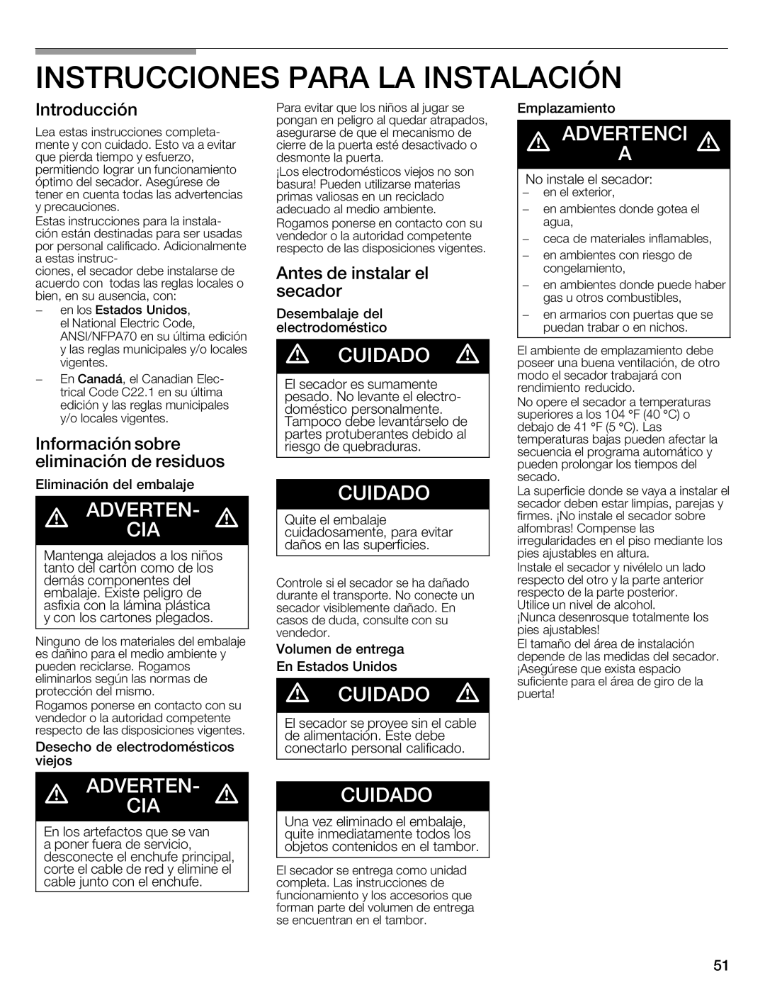 Bosch Appliances WTMC6321CN, WTMC6321US installation instructions 