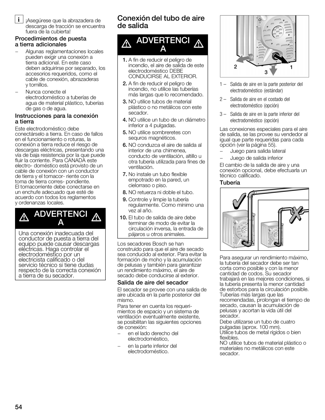 Bosch Appliances WTMC6321US, WTMC6321CN installation instructions 