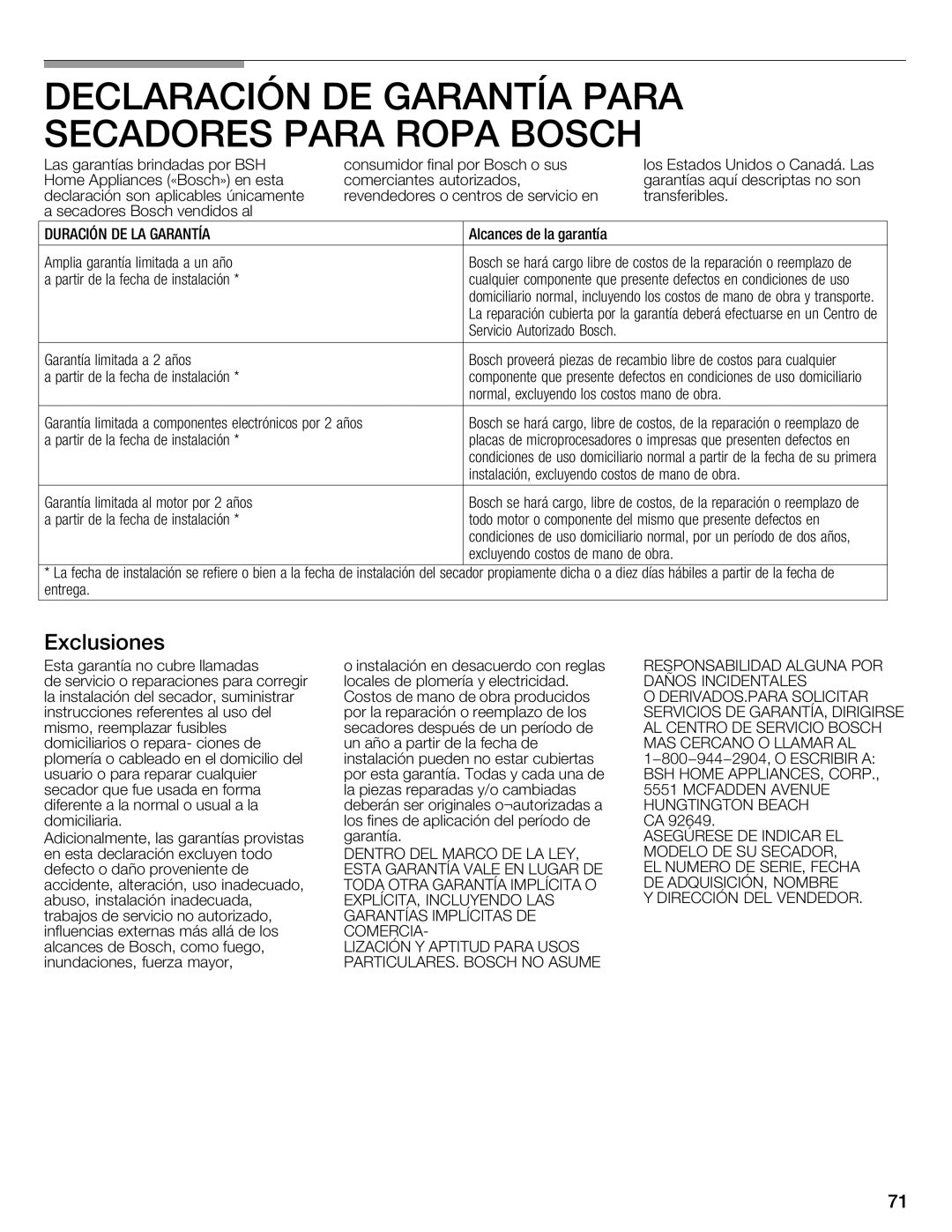 Bosch Appliances WTMC6321CN, WTMC6321US installation instructions 