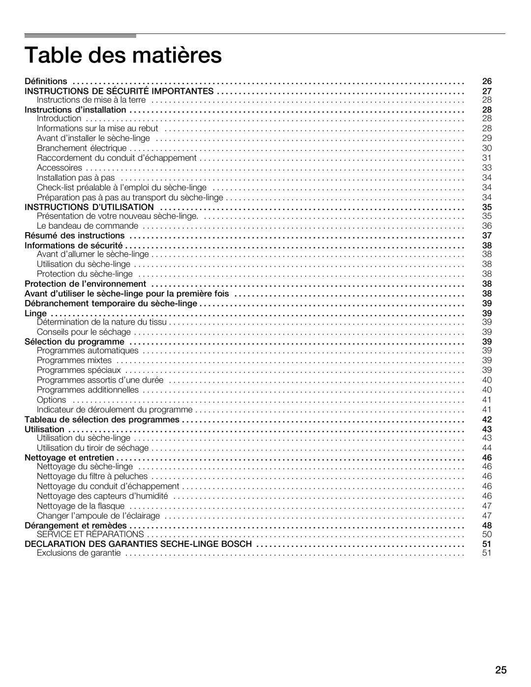 Bosch Appliances WTMC8520UC, WTMC8521UC manual Instructions DE Sécurité Importantes, Instructions Dutilisation 