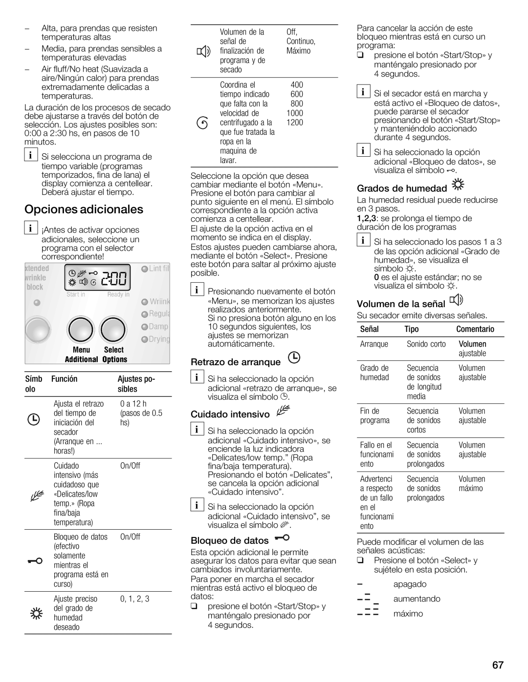 Bosch Appliances WTMC8520UC, WTMC8521UC manual Opciones Adicionales 