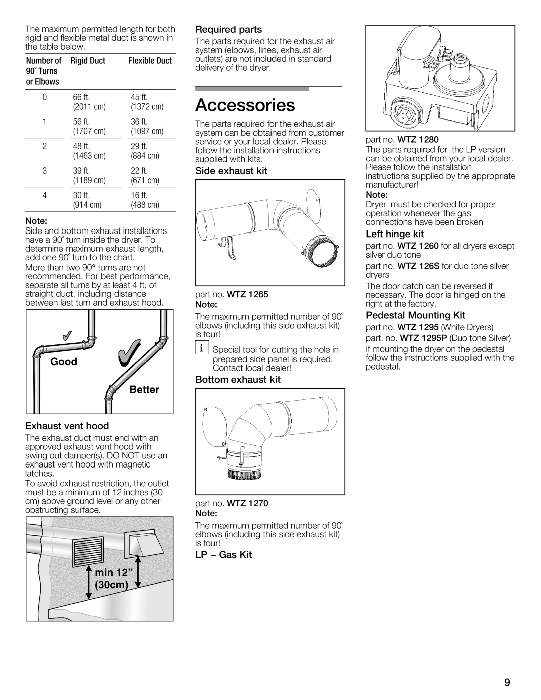 Bosch Appliances WTMC8520UC, WTMC8521UC manual Accessories 