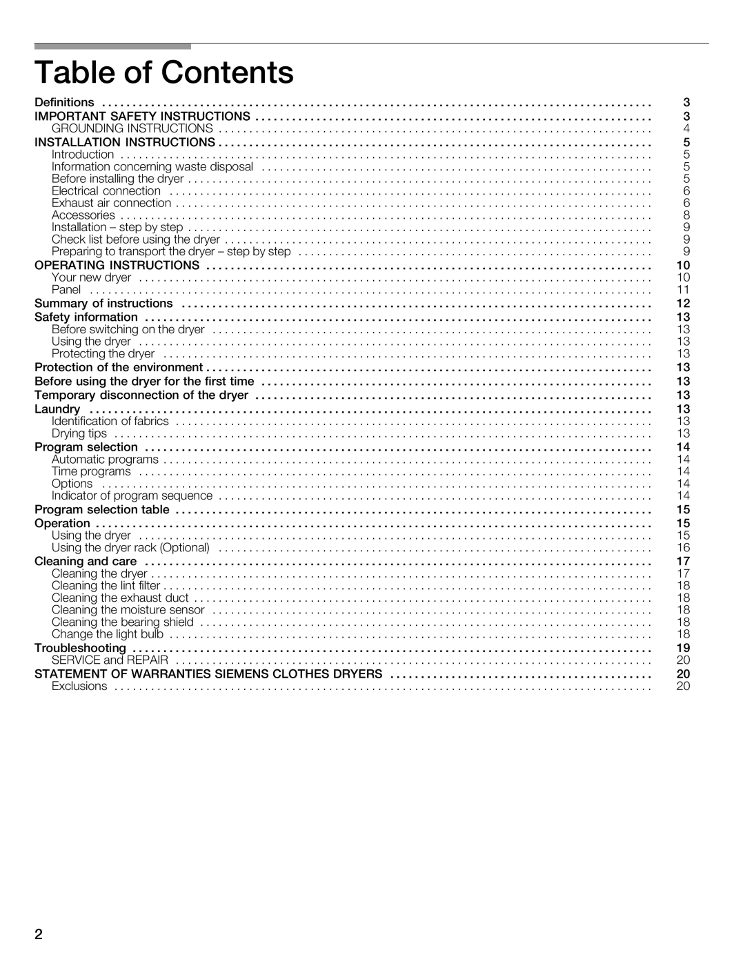 Bosch Appliances WTXD5321US, WTXD5321CN installation instructions Contents 