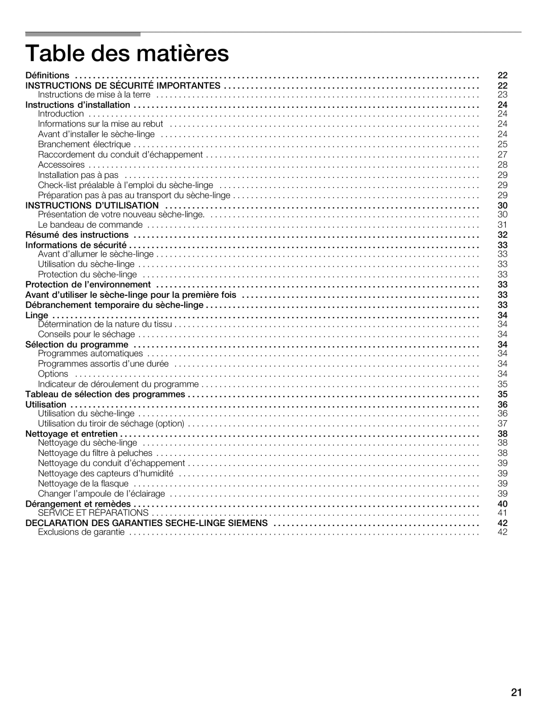 Bosch Appliances WTXD5321CN, WTXD5321US Instructions DE Sécurité Importantes, Instructions Dutilisation 