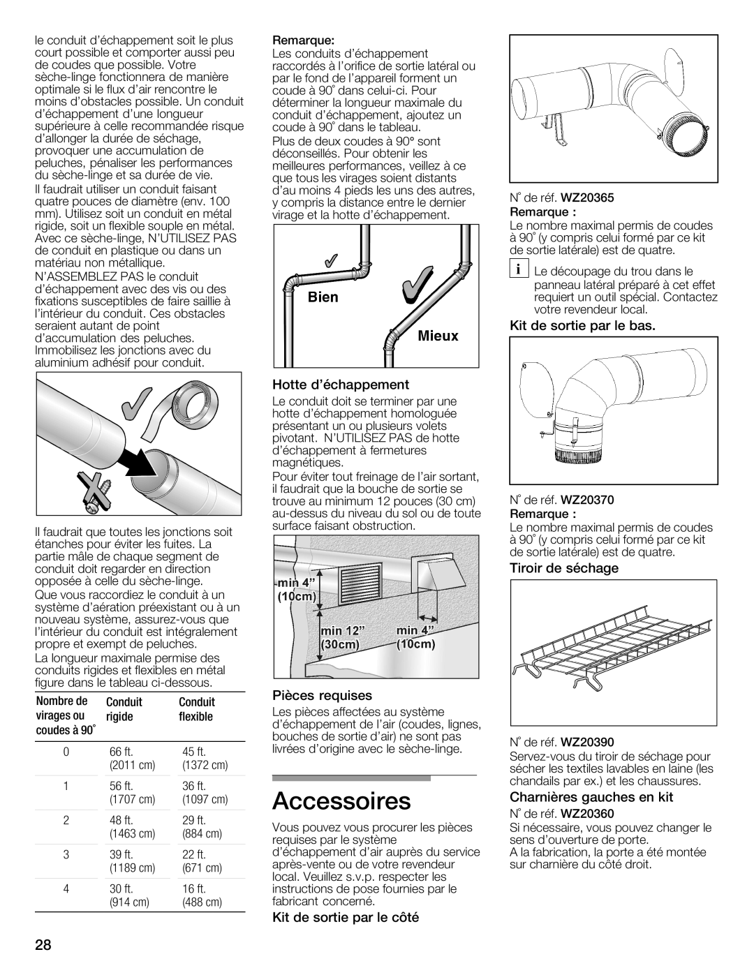 Bosch Appliances WTXD5321US, WTXD5321CN installation instructions Accessoires 