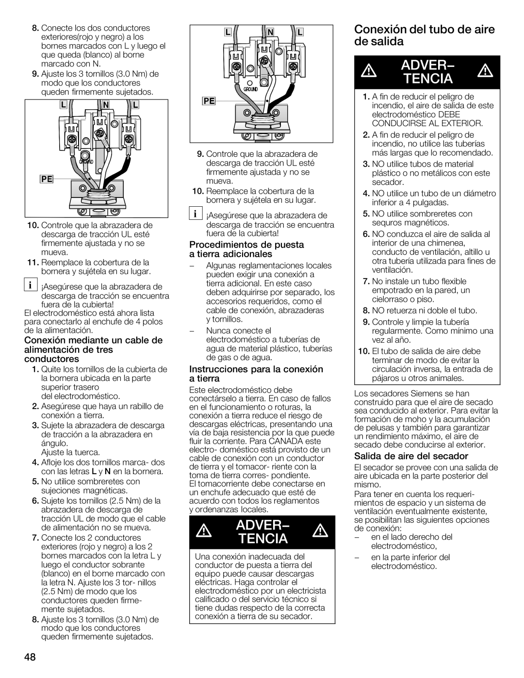 Bosch Appliances WTXD5321US, WTXD5321CN installation instructions Conexión Del Tubo Aire, Salida 