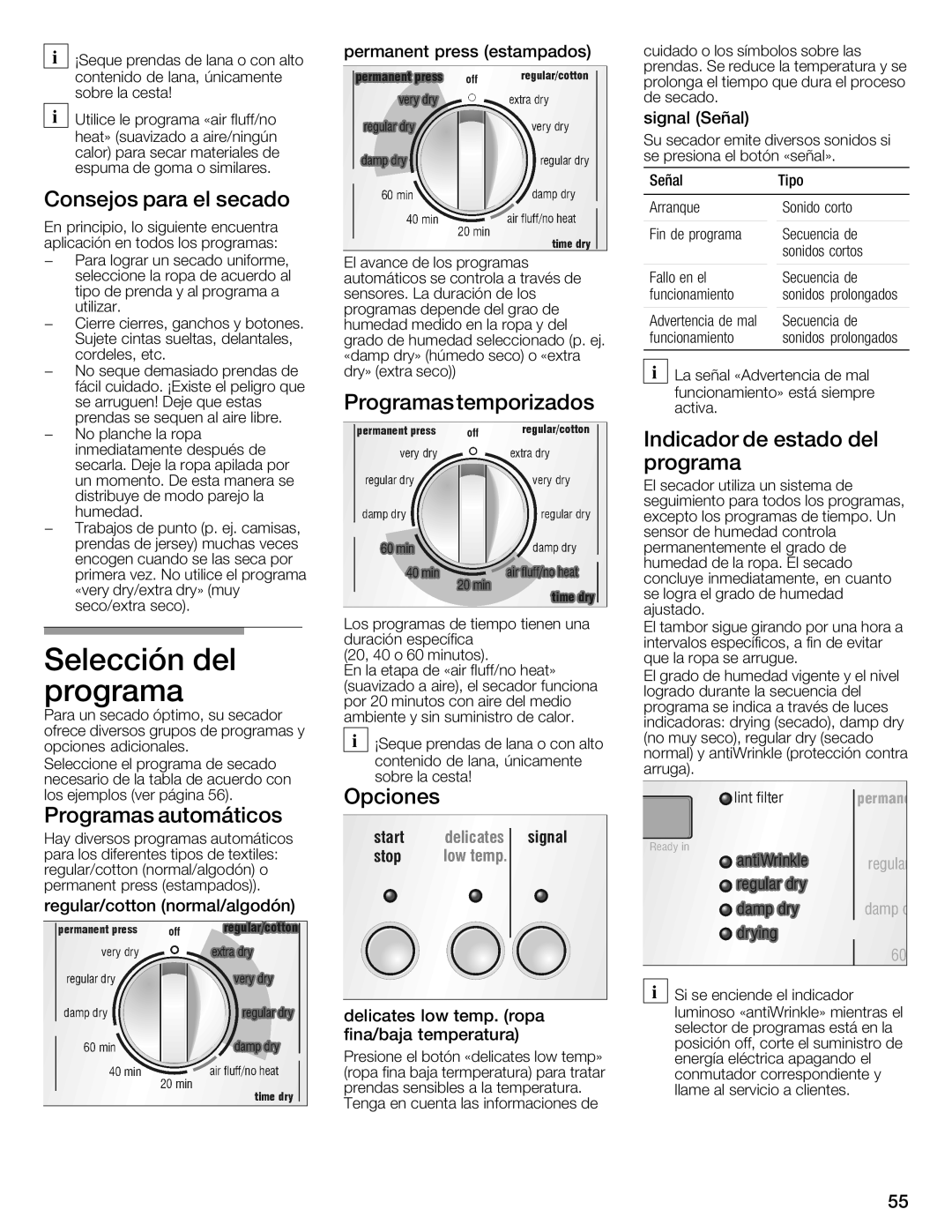 Bosch Appliances WTXD5321CN, WTXD5321US installation instructions Selección Del, Programa 