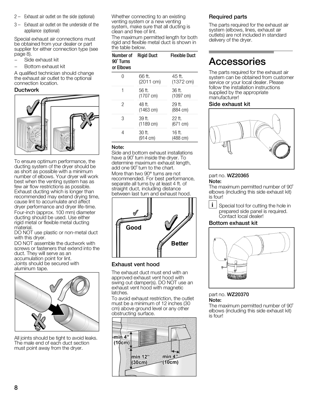 Bosch Appliances WTXD5321US, WTXD5321CN installation instructions Accessories 