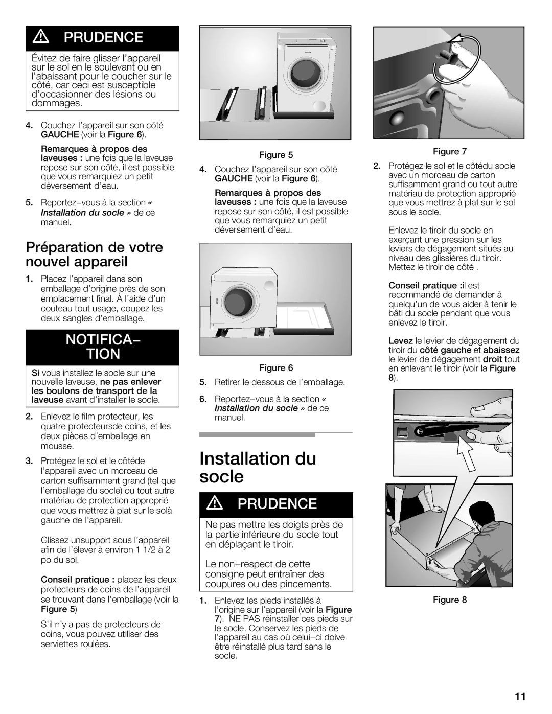 Bosch Appliances WTZ 1295C, WTZ1500P, WTZ1500S, WTZ1500C, WTZ 1295P installation instructions Installation, Socle 