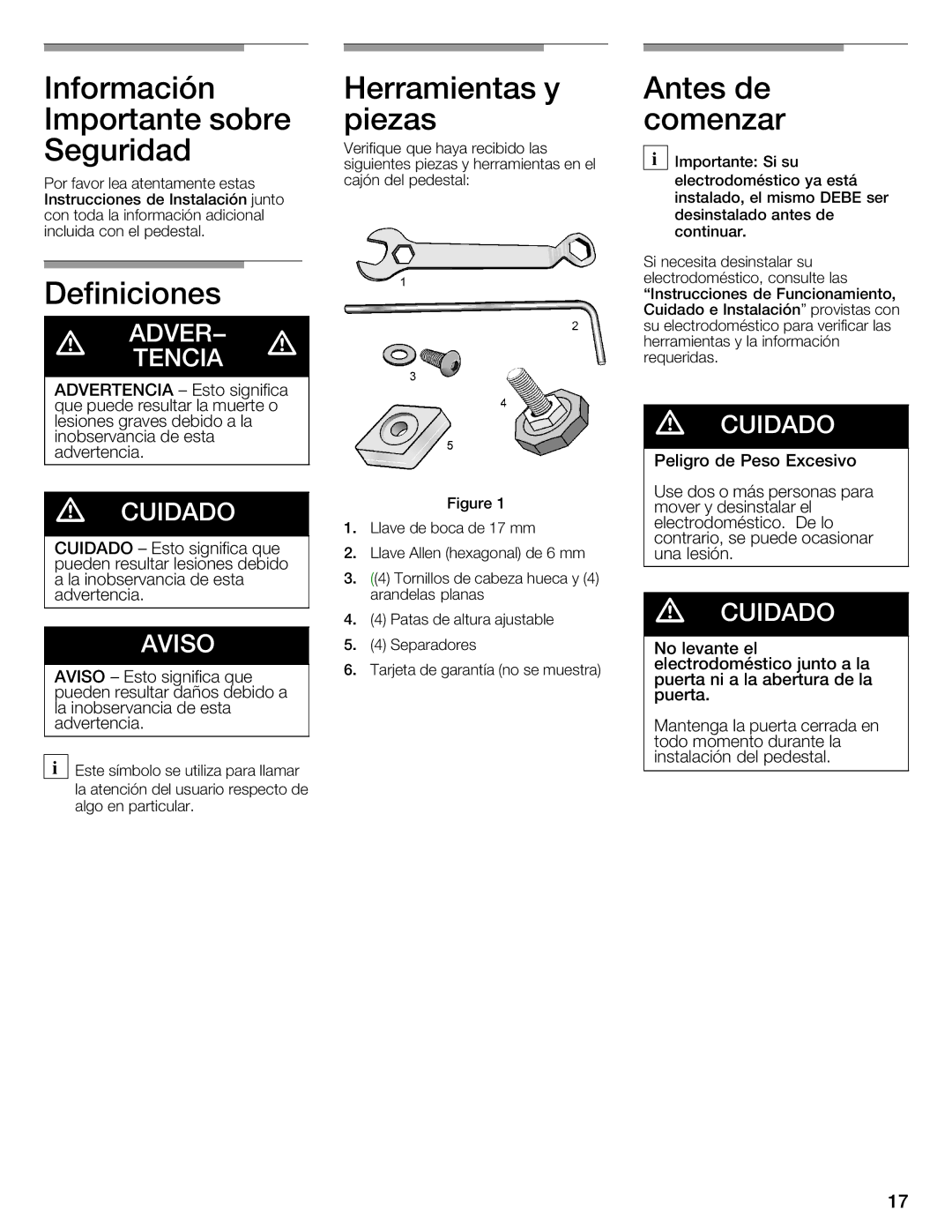 Bosch Appliances WTZ 1295C, WTZ1500P, WTZ1500S, WTZ1500C, WTZ 1295P installation instructions Definiciones 