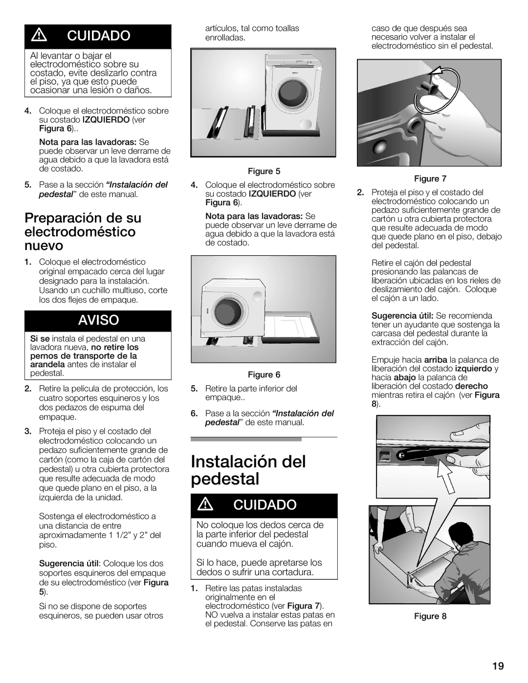 Bosch Appliances WTZ1500S, WTZ1500P, WTZ1500C, WTZ 1295P Instalación Del, Pedestal, Preparación, Electrodoméstico, Nuevo 