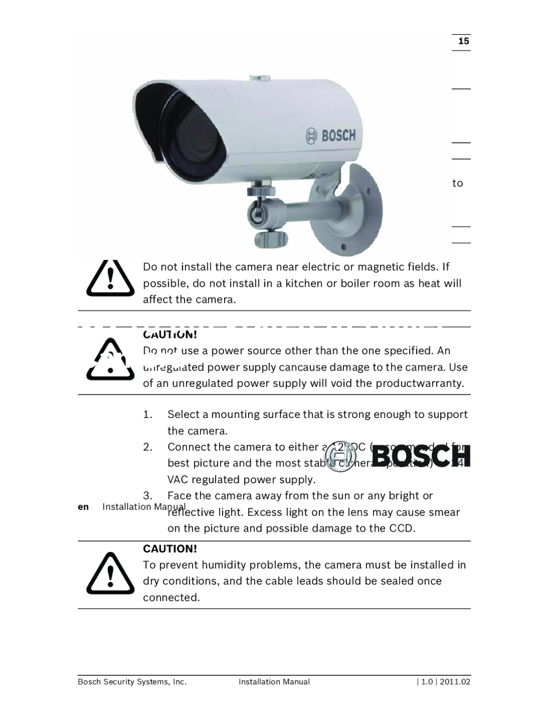 Bosch Appliances WZ16 installation manual Installation and Connection, Risk of Electric SHOCK! do not Open the Unit 