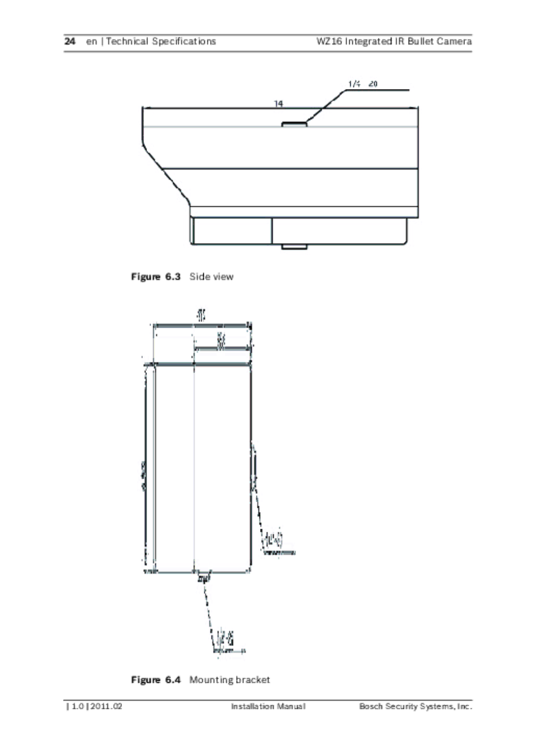 Bosch Appliances WZ16 installation manual Side view 