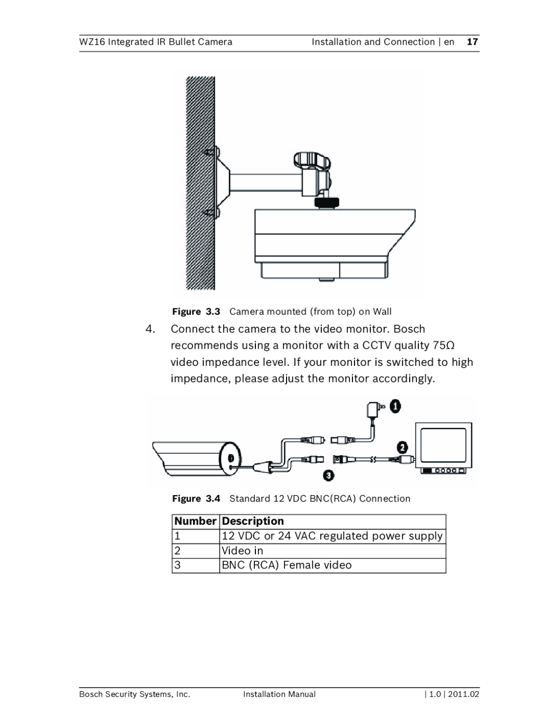 Bosch Appliances WZ16 installation manual Number Description 