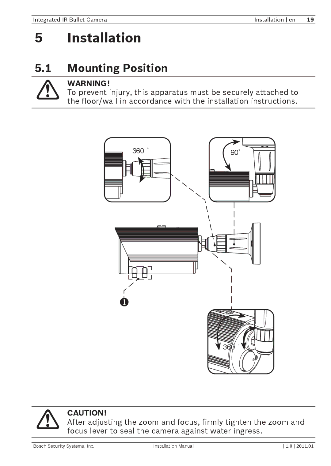 Bosch Appliances WZ18 installation manual Installation, Mounting Position 