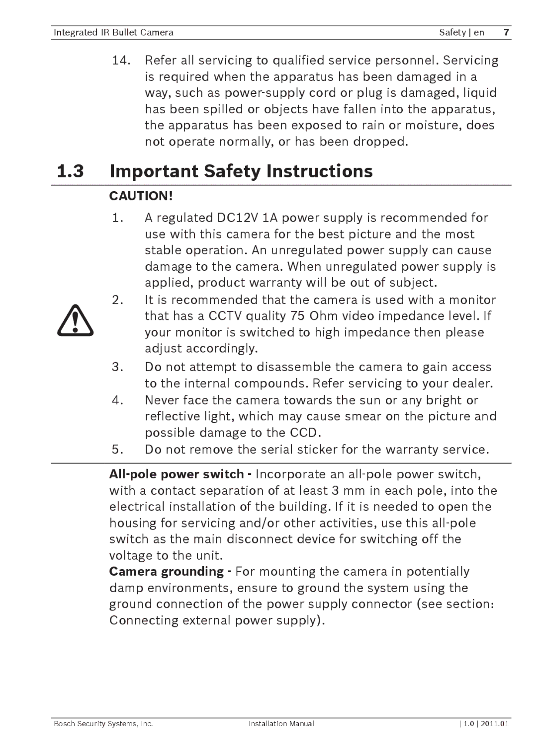 Bosch Appliances WZ18 installation manual Important Safety Instructions 