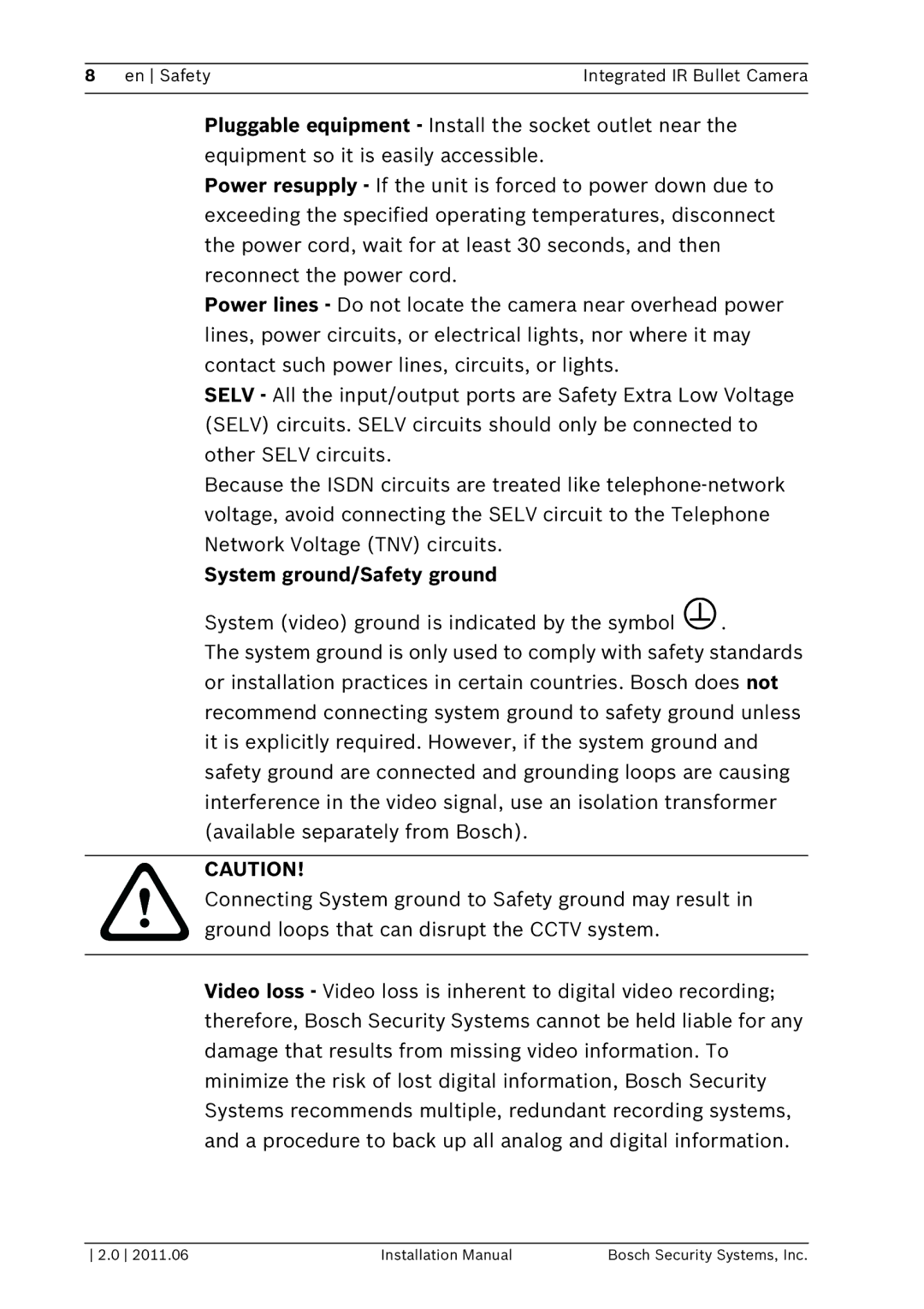 Bosch Appliances WZ20 installation manual System ground/Safety ground 